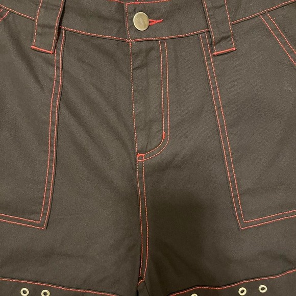 Punk Gothic Black Buckle Strap High Waist Shorts - Picture 3 of 6